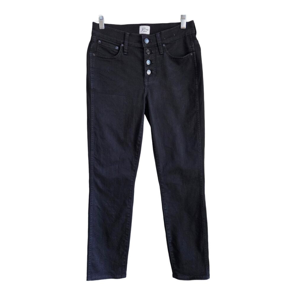 J CREW Women's 26 Vintage Straight Jeans Black Button Fly Mid Rise 26 x 28
